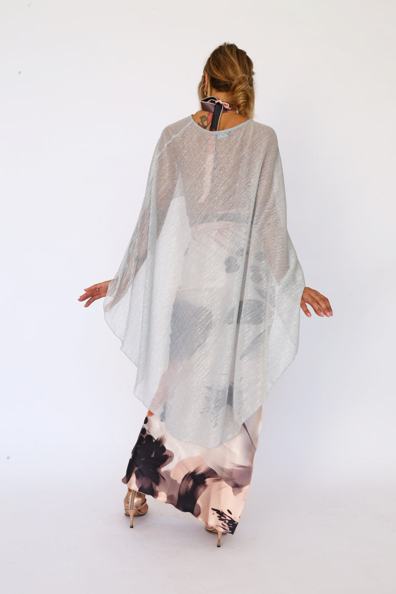 Cappa asimmetrica lurex argento