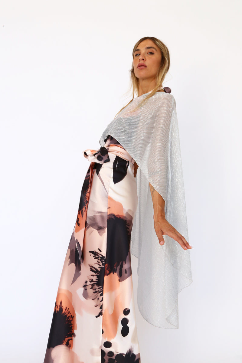 Cappa asimmetrica lurex argento