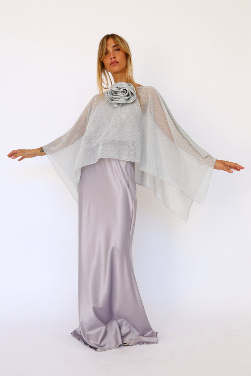 Cappa rettangolare lurex argento