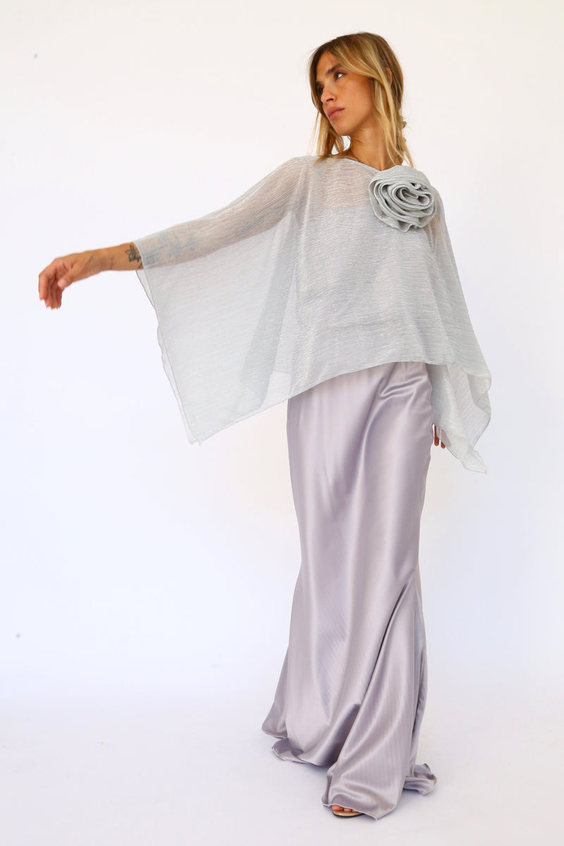 Cappa rettangolare lurex argento