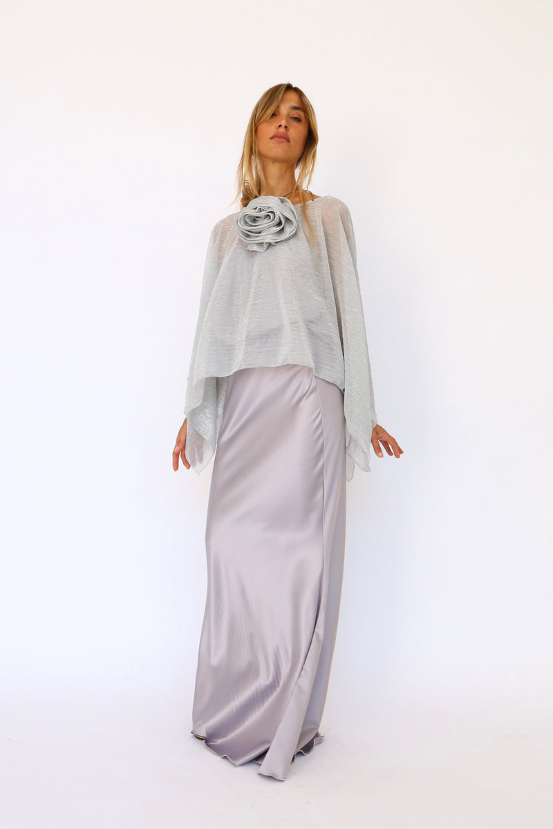 Cappa rettangolare lurex argento
