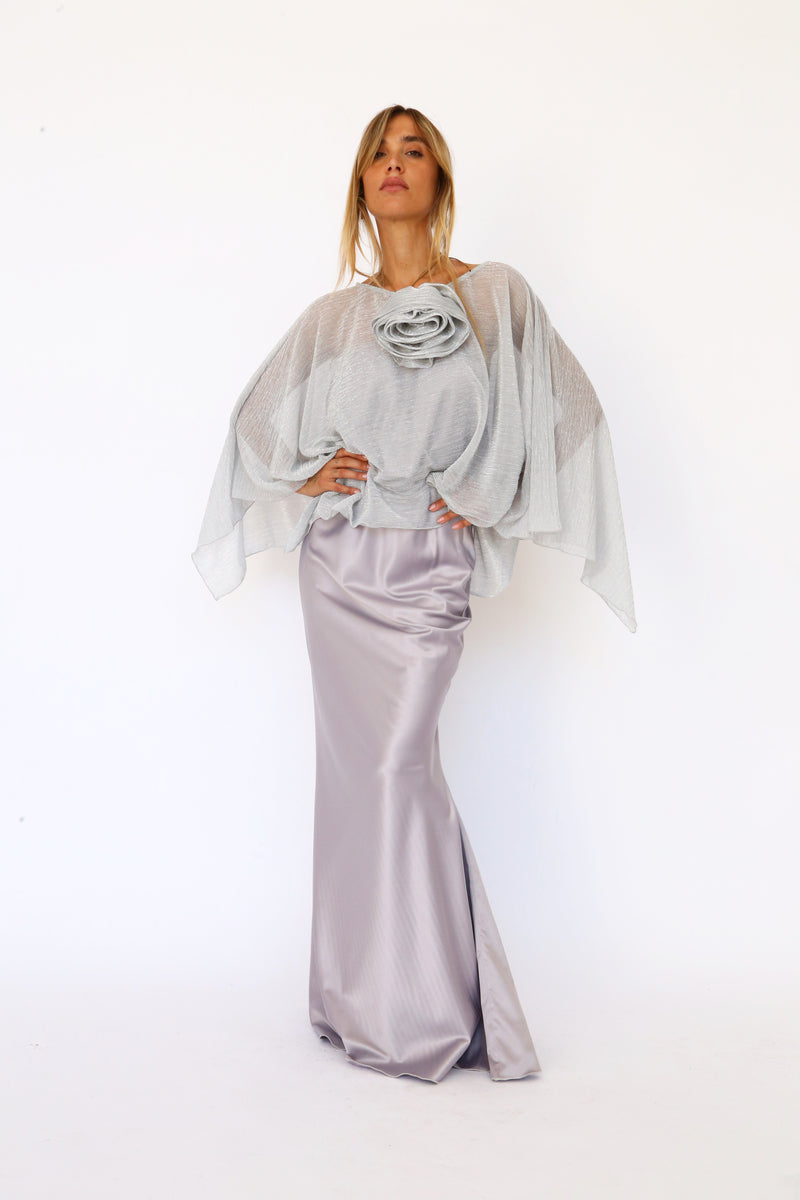 Cappa rettangolare lurex argento