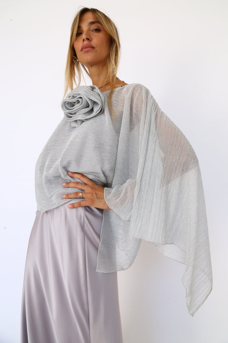 Cappa rettangolare lurex argento
