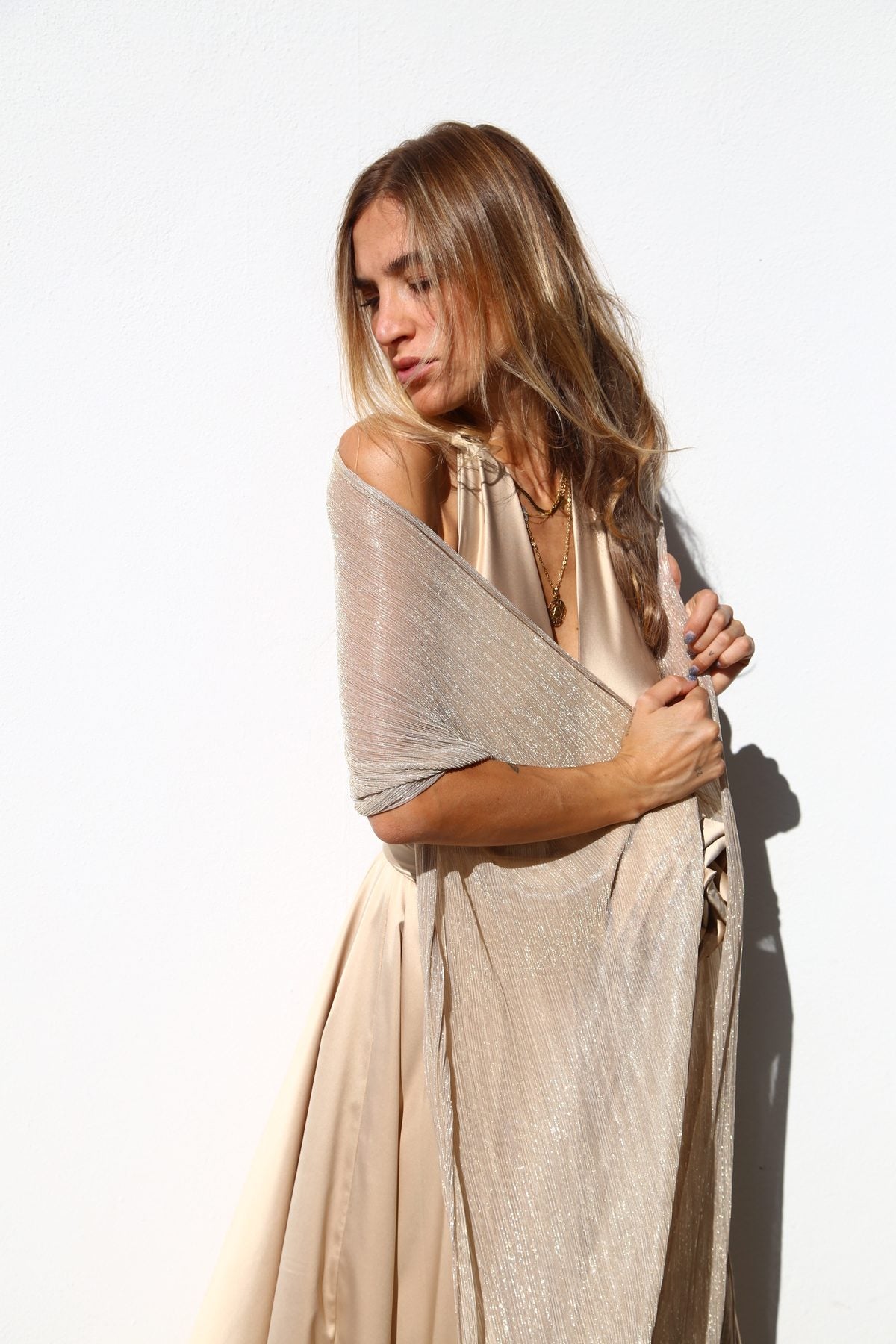P3185 STOLA LUREX PLISSE ORO