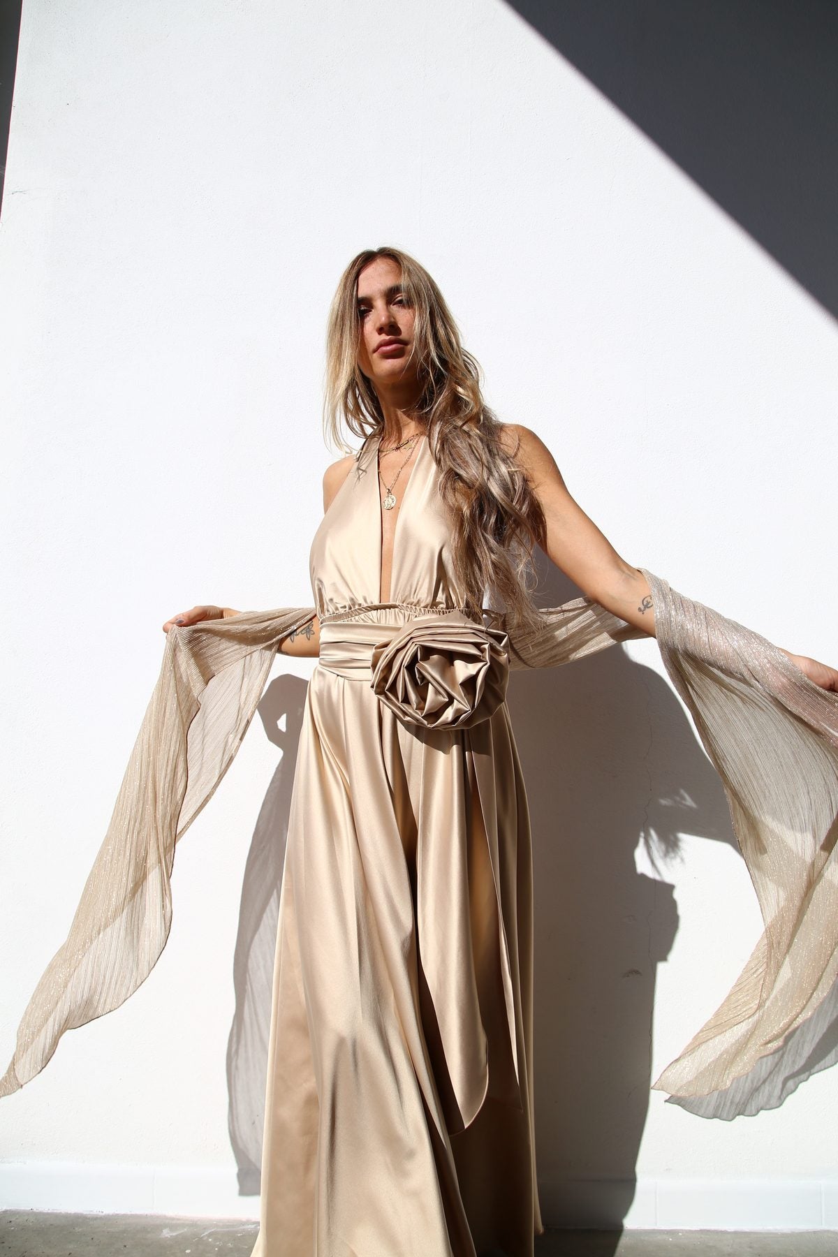 P3185 STOLA LUREX PLISSE ORO