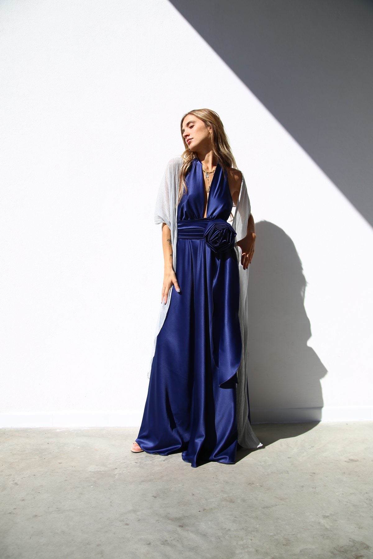 P3185 STOLA LUREX PLISSE ARGENTO