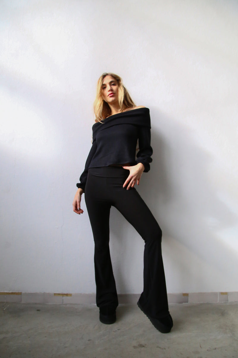 A4055 Pantaloni a zampa microfibra