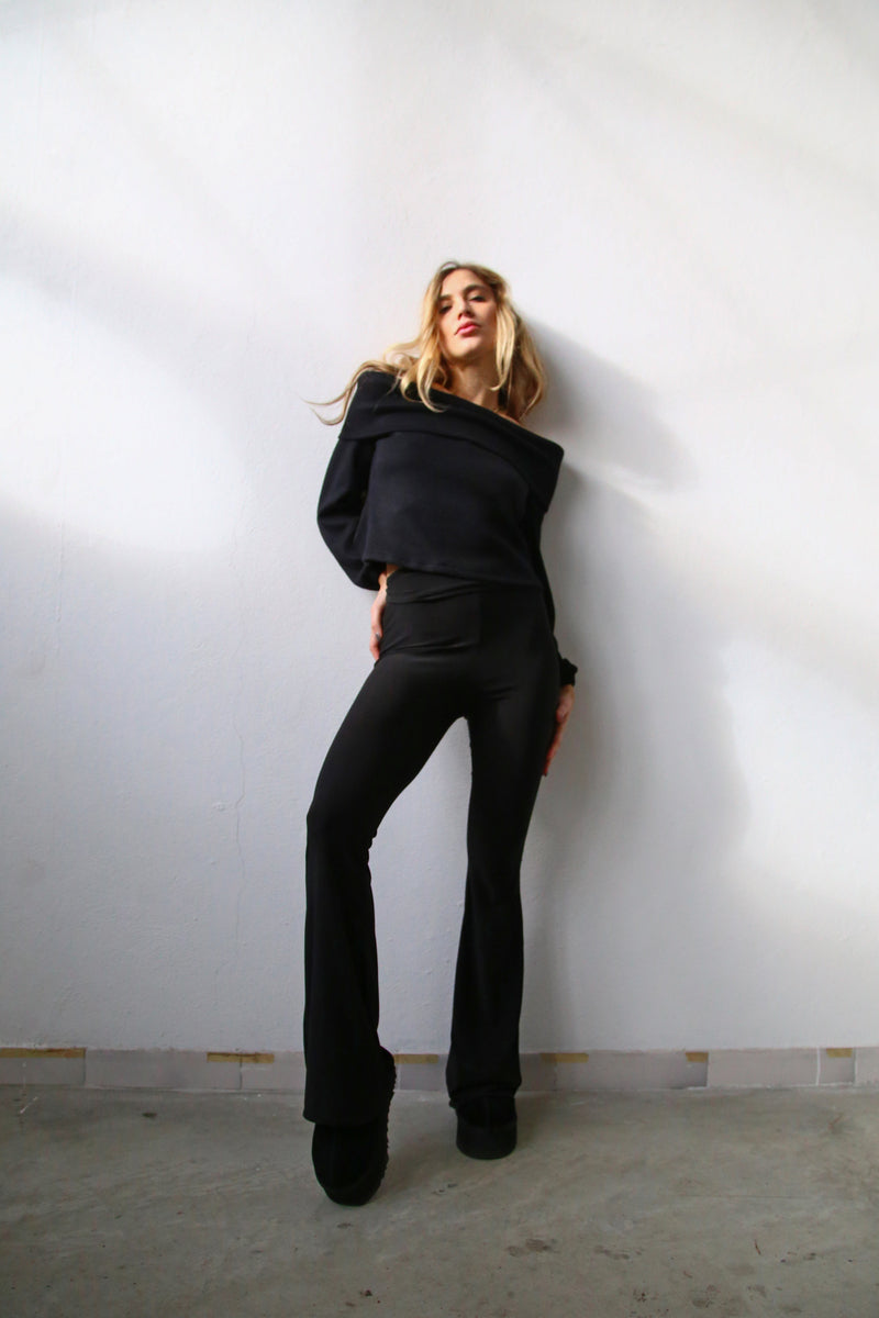 A4055 Pantaloni a zampa microfibra