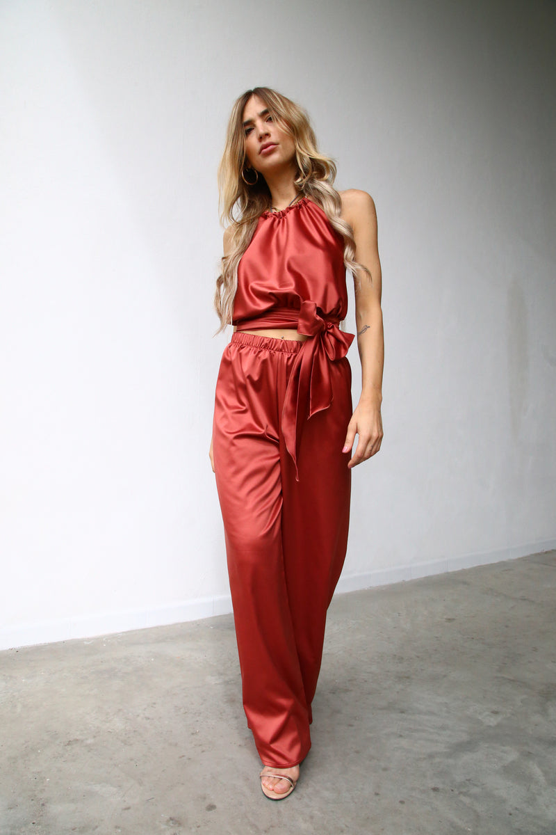 P3052 PANTALONI SCAMPANATI COGNAC
