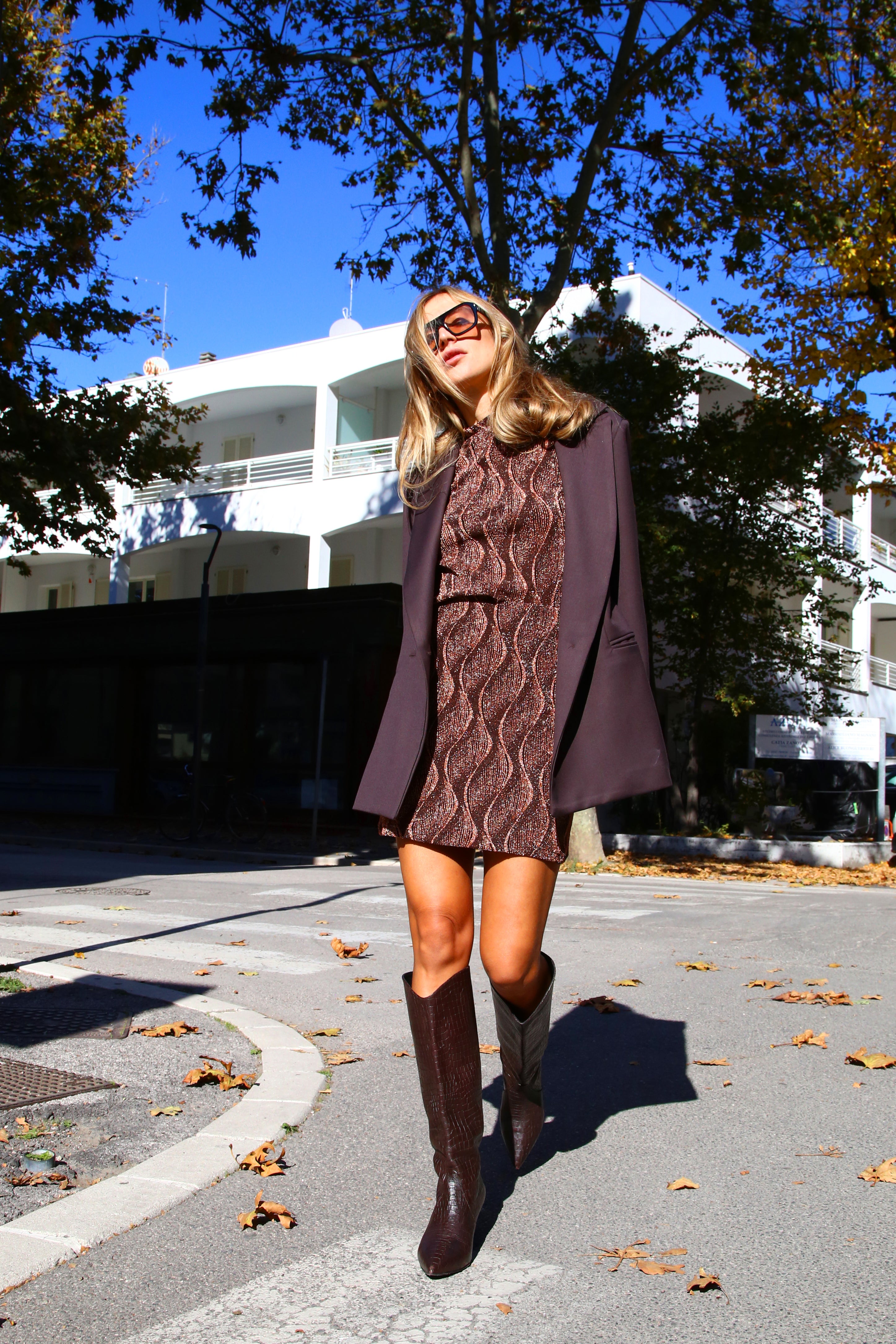 MINIGONNA LUREX RUGGINE