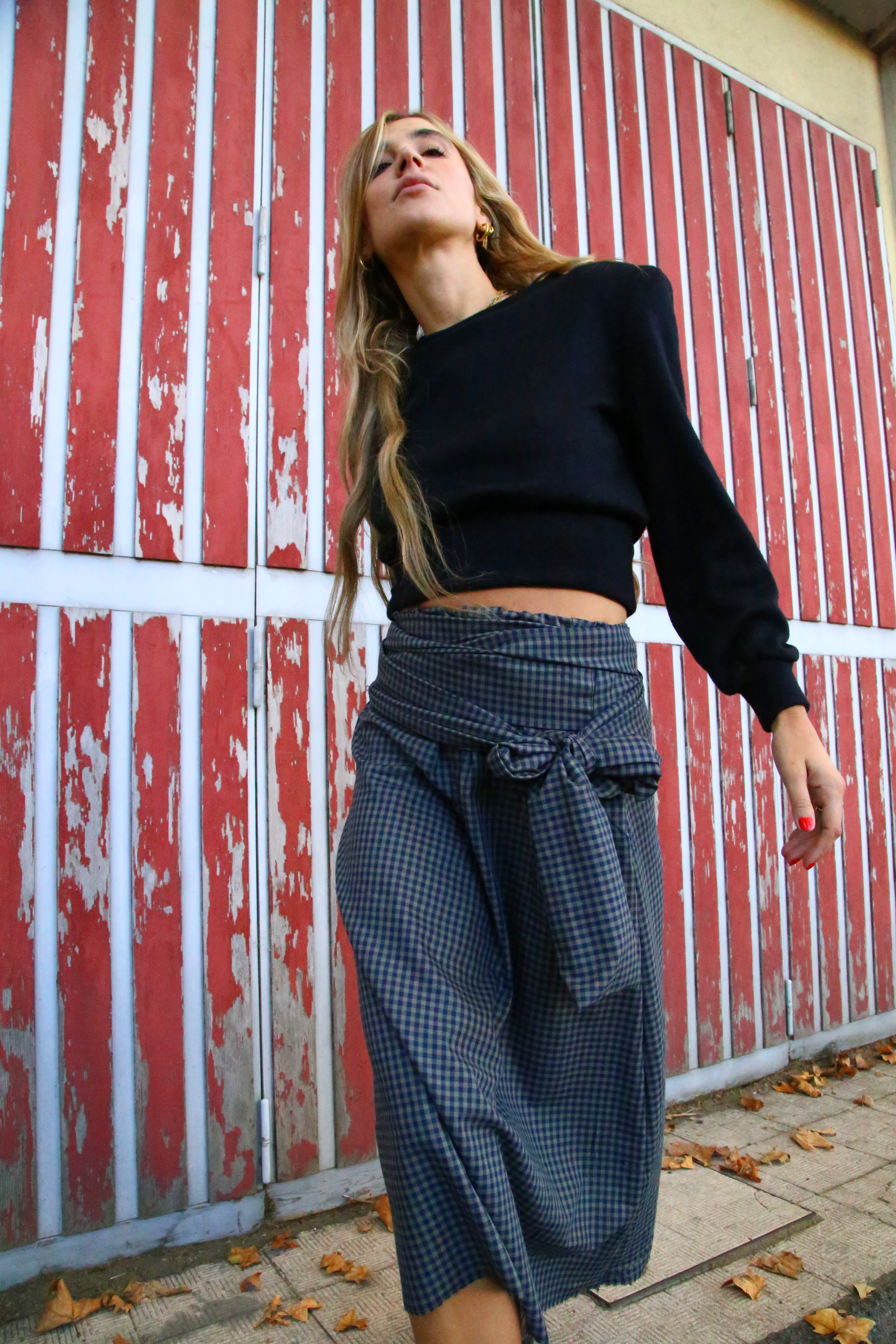 GONNA MIDI TARTAN GRIGIO E BLU