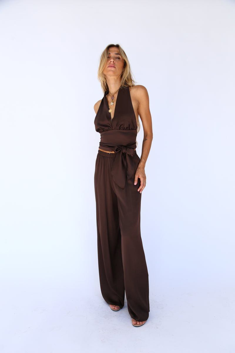 Marilyn top with brown viscose sash