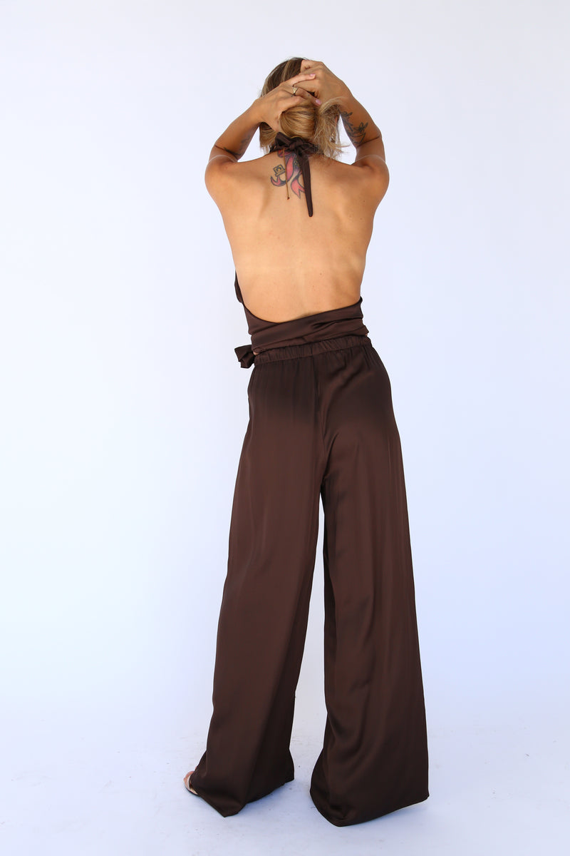 Marilyn top with brown viscose sash