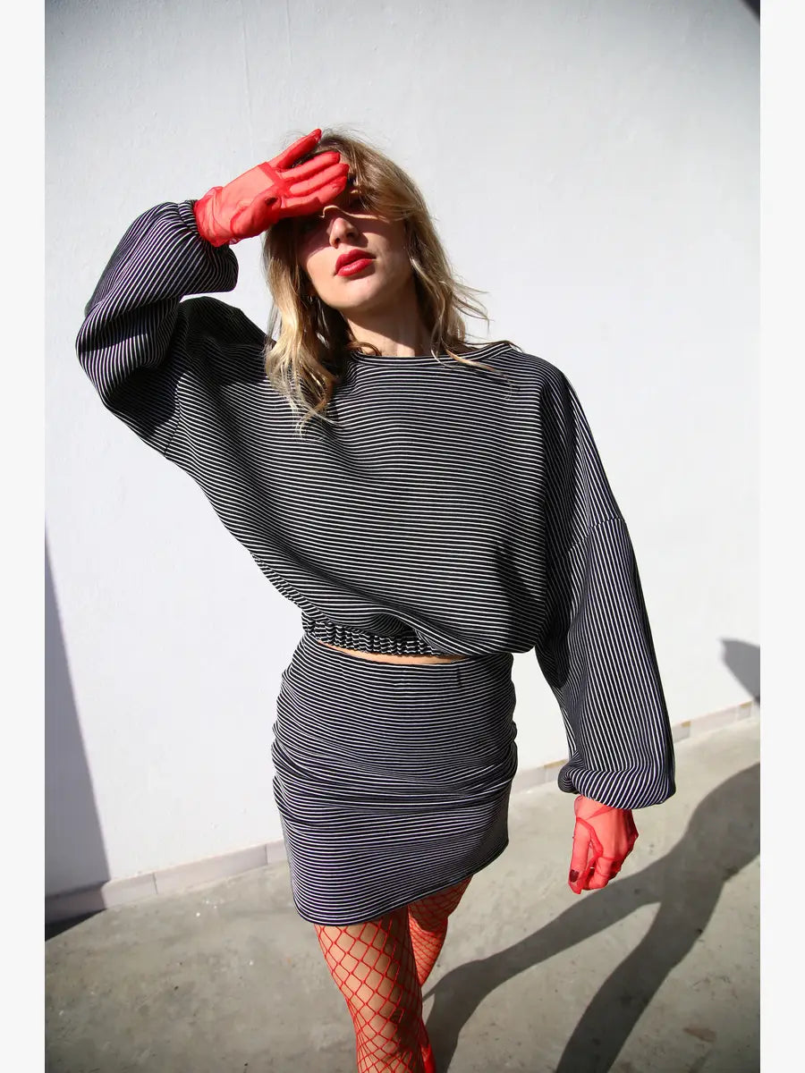 MINIGONNA RIGATO BIANCO E NERO