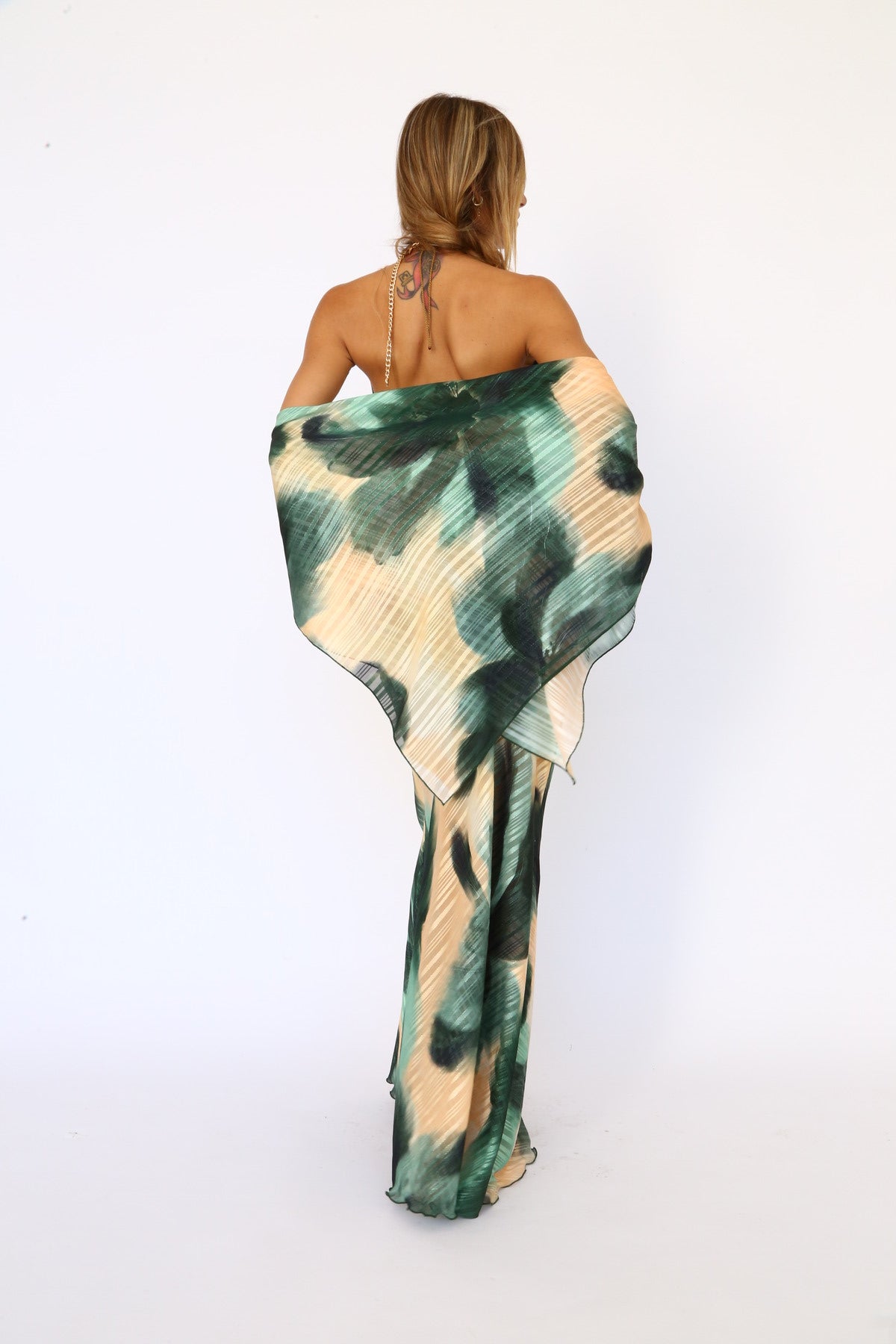 Foulard fantasia devoiree fiori verde bottiglia